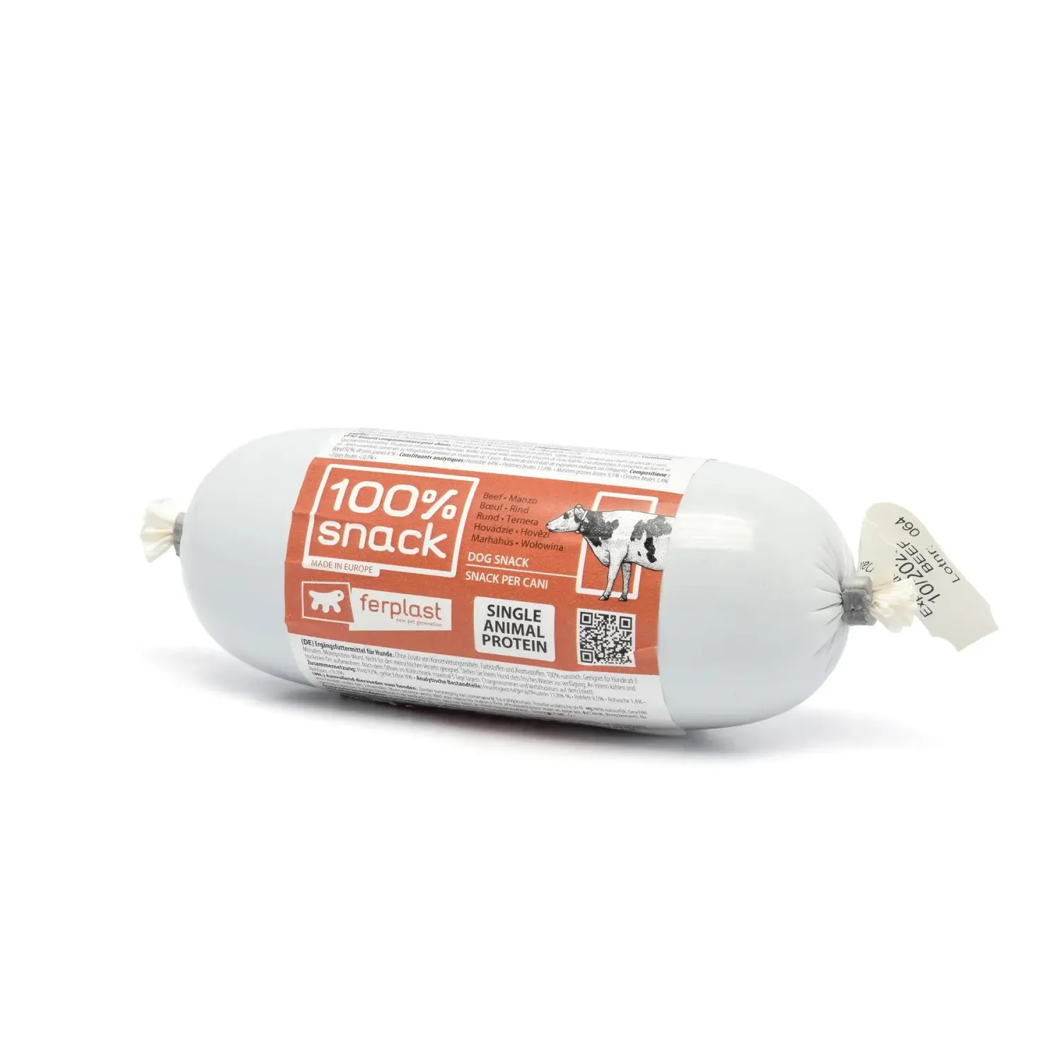 Salsicha natural de carne de bovino para cães Ferplast 200g snack proteico