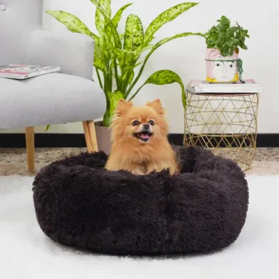 Ferplast Cuddly 60 Castanho cama redonda em peluche para cães e gatos