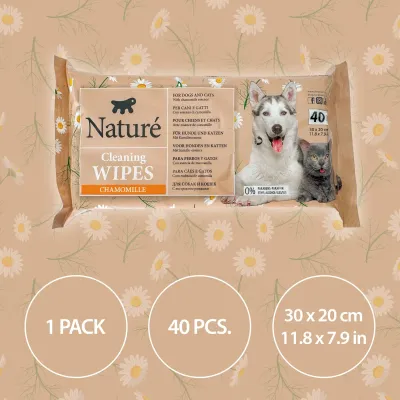 Ferplast Naturé Toalhitas de Camomila para Cães e Gatos 40 Unidades