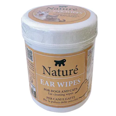 Toalhetes descartáveis ​​para uma limpeza suave das orelhas de cães e gatos. Sem fragrância, ideais também para uso frequente