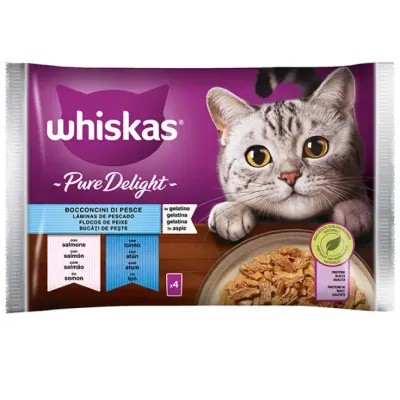 Whiskas Pure Delight Peixe Comida Húmida para Gatos 4x85g