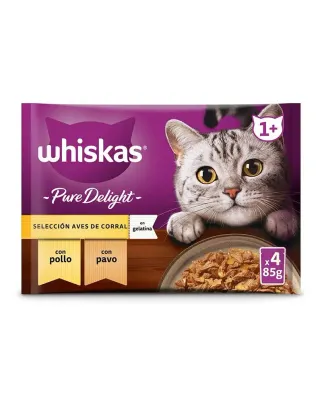 Whiskas Pure Delight Aves Comida Húmida para Gatos 4x85g