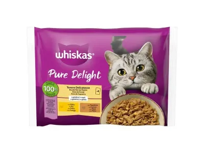 Whiskas | Pure Delight Aves para Gato 4x85g Whiskas Pure Delight Aves Comida Húmida para Gatos 4x85g