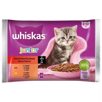 Whiskas Junior Tasty Selection Comida Húmida para Gatinhos 4x85g