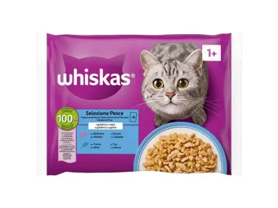 Whiskas | Mix Seleção de Peixe para Gato 4x85g Whiskas Mix Seleção de Peixe 4x85g para gatos adultos