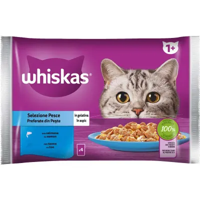 Whiskas Mix Seleção de Peixe 4x85g para gatos adultos