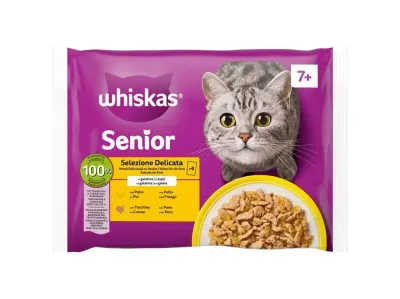 Whiskas | Mix Seleção de Aves 7+ para Gato Sénior 4x85g Whiskas Mix Seleção de Aves Senior 7+ 4x85g para gatos