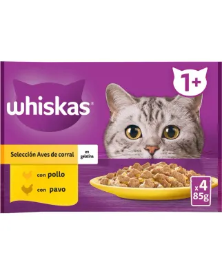 Whiskas Mix Seleção de Aves 4x85g com frango e peru para gatos adultos