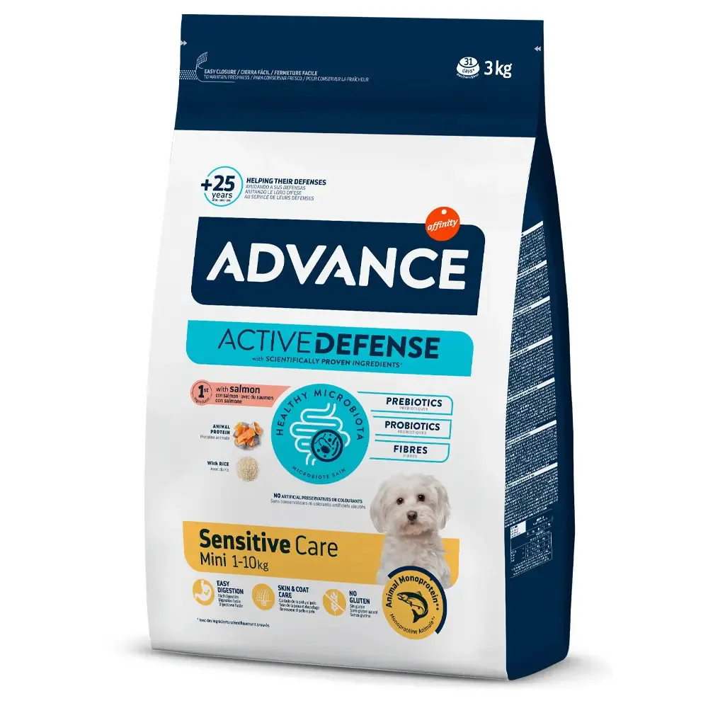 Advance | Mini Adulto Sensitive Care 3kg Advance Mini Adult Sensitive Care com Salmão e Arroz para cães adultos de raças pequenas