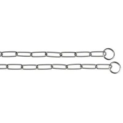 Coleira metálica Ferplast Chrome CSP tipo semi-estrangulador para cães, fabricada em aço cromado com elos resistentes e argol