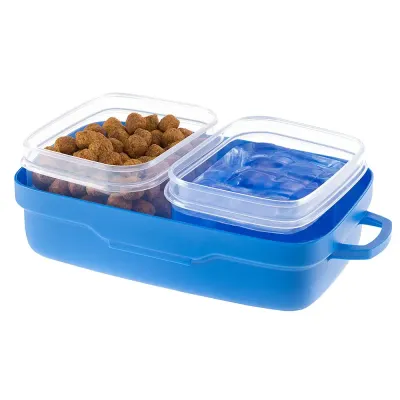 Conjunto de viagem Ferplast Pet Risto para cães e gatos, com recipiente principal de 1 litro, dois recipientes com tampa