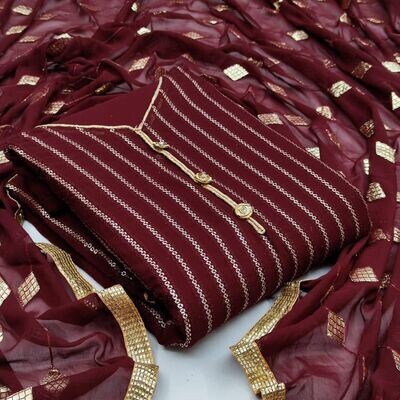 Exclusive Indian Jorjat 3pcs - Dm-2155-Maroon