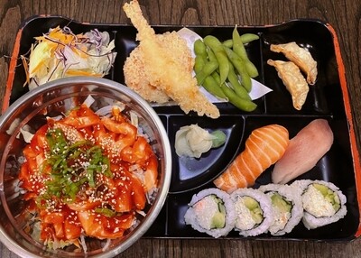 Spicy Tuna & Salmon Sashimi Rice Bowl Bento