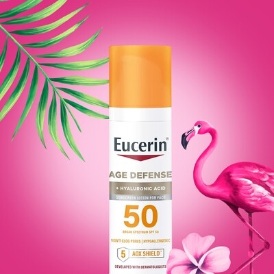 Eucerin Sun Age Defense SPF 50 Face Sunscreen Lotion with Hyaluronic Acid