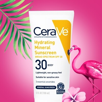 CeraVe Hydrating Mineral Sunscreen SPF 30 Body Lotion