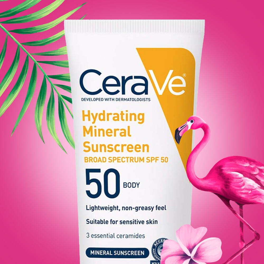 CeraVe Hydrating Face Sunscreen SPF 50, Lightweight Mineral Sunscreen