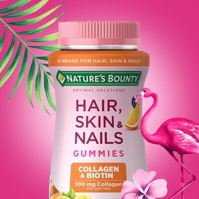 Nature&#39;s Bounty Hair, Skin &amp; Nails Gummies Collagen &amp; Biotin, 80 gomitas