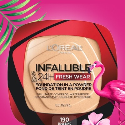 Loreal Infallible 24H Fresh Wear Foundation in a Powder, 190 Beige Sand