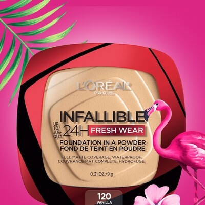 Loreal Infallible 24H Fresh Wear Foundation in a Powder, 120 Vanilla