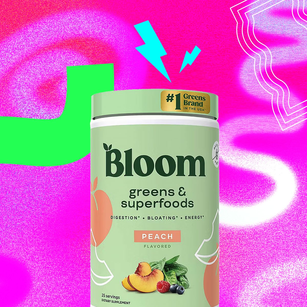 Bloom Greens &amp; Superfoods Peach, 25 servings