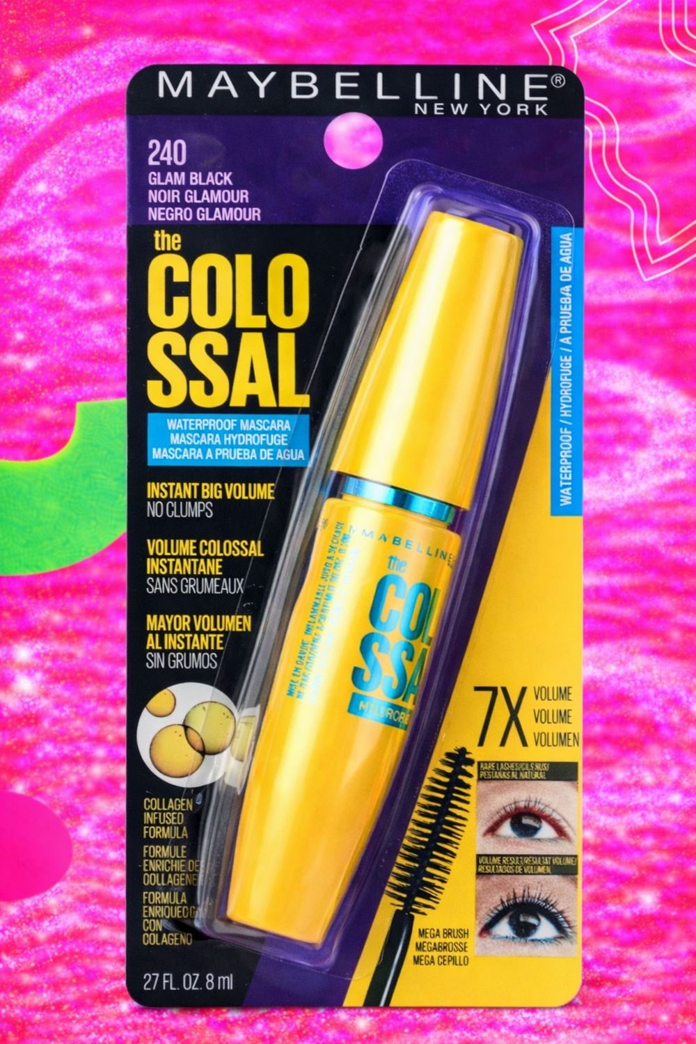 Maybelline The Colossal Volum’ Express Waterproof Mascara (Glam Black).