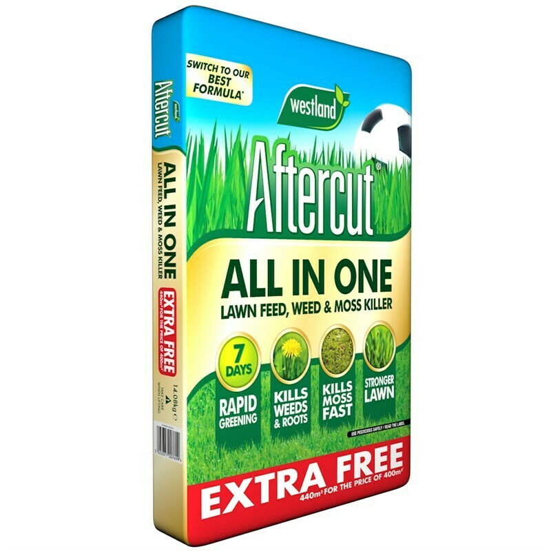 Aftercut All In One Lawn Feed, Weed & Moss Killer 440m sq