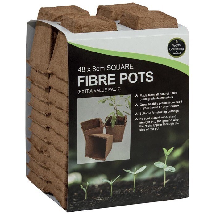 8cm Square Fibre Pots (48)