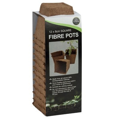 8cm Square Fibre Pots (12)