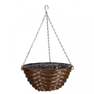 14in Hazel Faux Rattan Hanging Basket