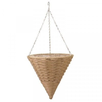 14in Faux Rattan Cone - Mocha