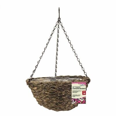 14in Tawny Faux Rattan Hanging Basket