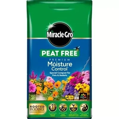 Miracle-Gro Peat Free Premium Moisture Control Compost for Pots & Baskets 10L