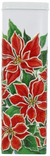 Tall Poinsettia Tin with Chocolate Chip Shortbread 250g
