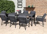 Sanza 8 Seat Rectangular Dining Set with Parasol &amp; Base