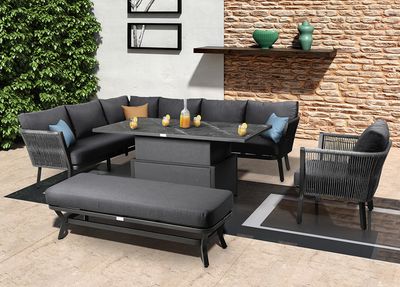 Sanza Rectangular Casual Dining Set with Gas Pump Adjustable Table