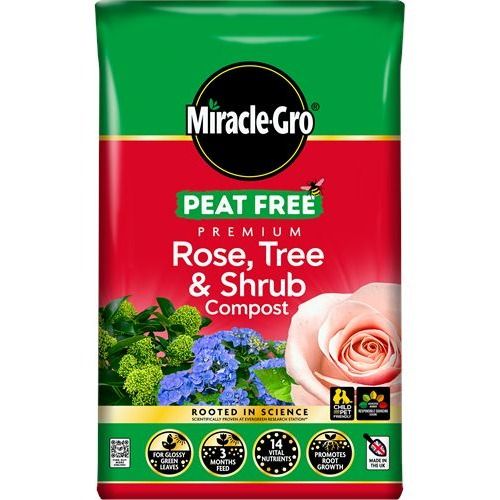 Miracle-Gro® Peat Free Premium Rose, Tree & Shrub Compost - 40 litres Miracle-Gro® Peat Free Premium Rose, Tree & Shrub Compost - 40 litres