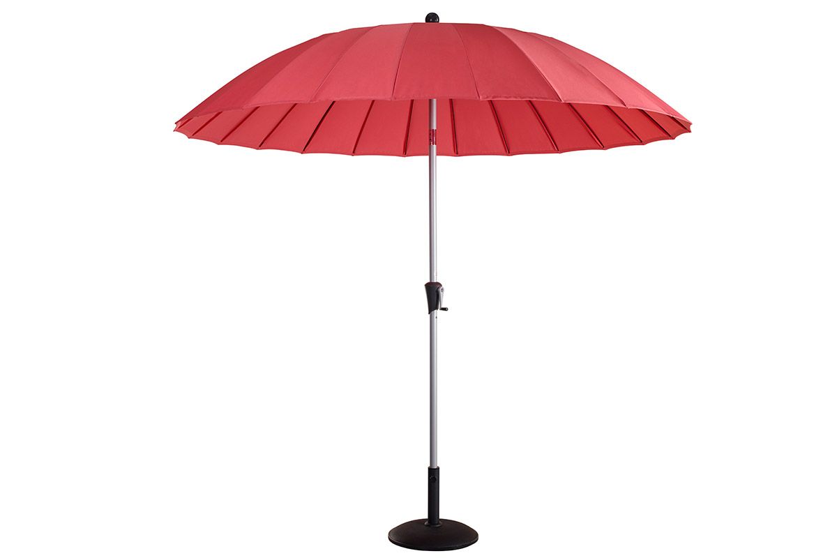 2.7m Shanghai Parasol -Silver/Red Coral