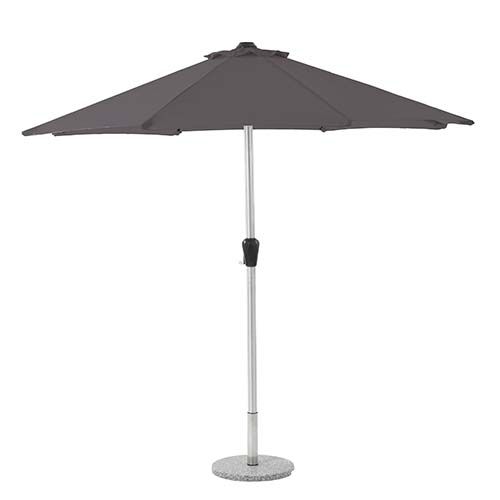 Brushed Aluminium Grey 2.5m Round Parasol with Crank Handle - Without Base