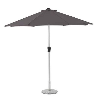 Brushed Aluminium Grey 2.5m Round Parasol with Crank Handle - Without Base
