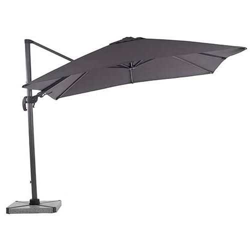 Truro Grey 3.0m LED Square Cantilever Parasol, Granite Base &amp; Cover