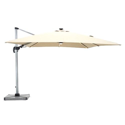 Truro Sand 3.0m LED Square Cantilever Parasol, Granite Base &amp; Cover