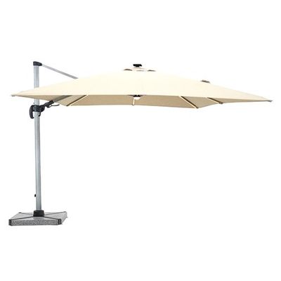 Truro Sand 3.0m LED Square Cantilever Parasol, Granite Base &amp; Cover
