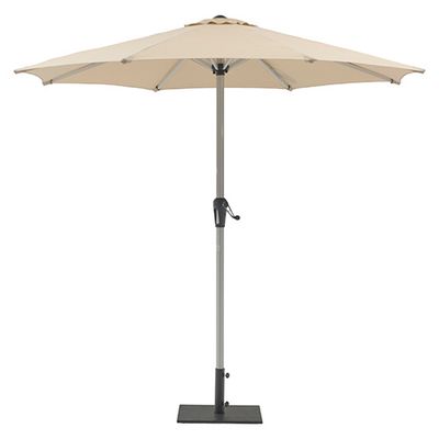 Brushed Aluminium Sand 2.5m Round Parasol with Crank Handle - Without Base