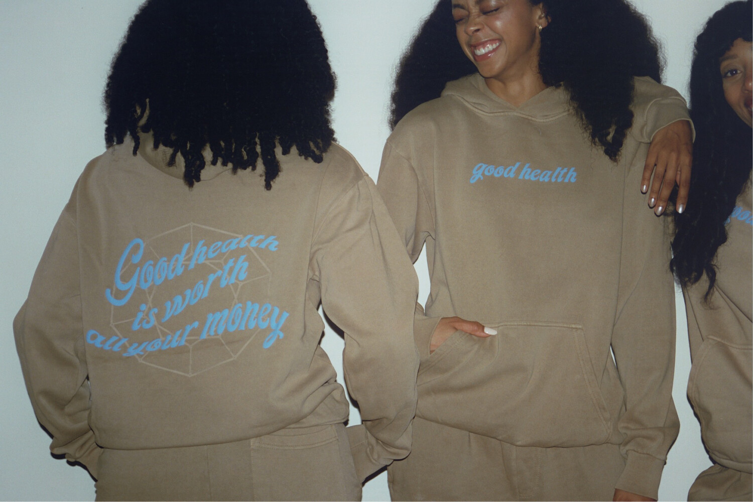 GOOD HEALTH IS WORTH ALL YOUR MONEY FULL SWEATSUITS (TAN & BLUE)