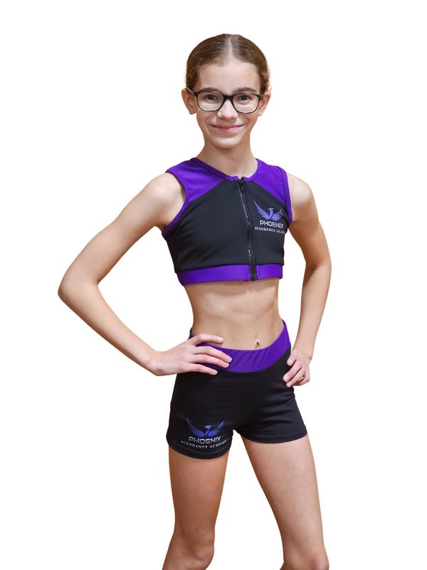 PADA Girls Zipped Crop Top / Sports Bra