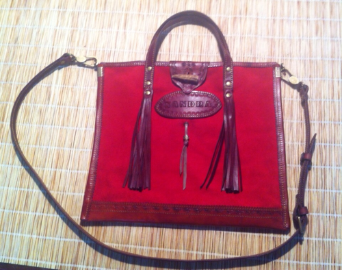 Bolso plano de serraje potro y vaca