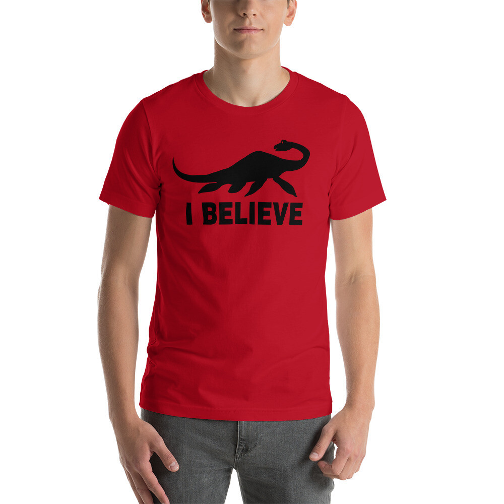I Believe Nessie (Light Shirts), Color: Red, Size: XS