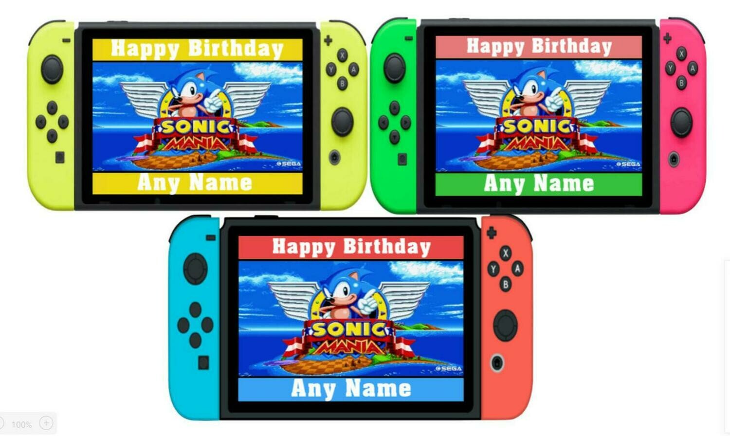 Nintendo Switch and Sonic Mania Themed Edible precut Nintendo Switch and Sonic Mania Themed Edible precut