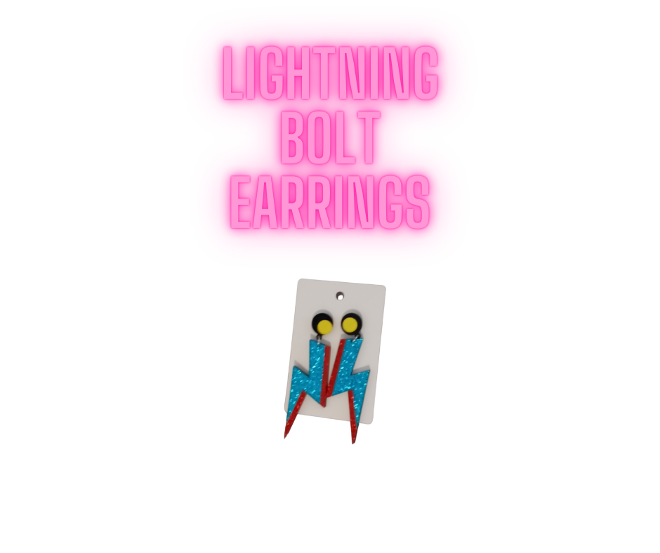 Blue Lightning Bolt Earrings FREE SHIPPING