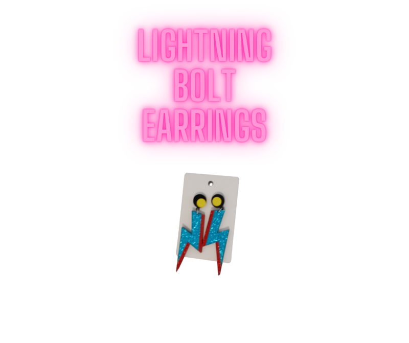Blue Lightning Bolt Earrings FREE SHIPPING